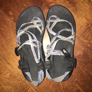 Blue and Purple Striped Chacos